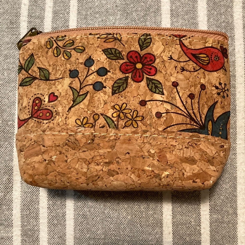 Zipper cork bag/ handmade
